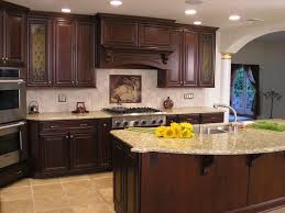 kitchen with cherry cabinets brown oak
