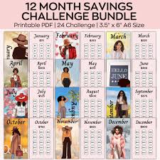 12 Month Savings Challenge, Black Girl Savings, Travel Savings, Saving  Printable, Money Savings Tracker, Cash Stuffing, Budget Binder