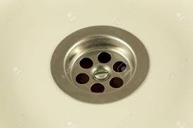 drain water in bathroom sink stock