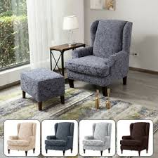 Regular slipcovers fit wingback chairs. Jacquard Stretch Fit Furniture Protector Wingback Slipcover Wing Chair Cover 2pc Ebay