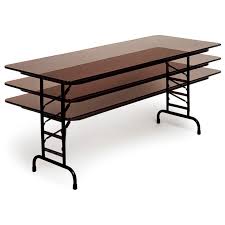 Correll Rectangle 3 4 In Top Adjustable Folding Table Walnut Adjustable Height Table Adjustable Table Folding Table