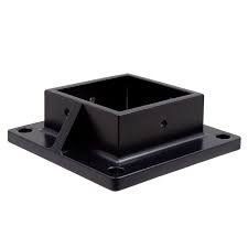 • solid bronze or stainless steel hood. Floor Flange With Set Screw Holes For 3 Square Aluminum Fence Posts Deck Mount Black Flanges Quick Ship Aluminum Fence