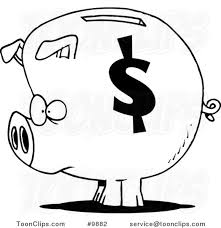 Cartoon Black And White Line Drawing Of A Dollar Symbol On A Piggy Bank 9882 By Ron Leishman Choose from 10+ cartoon dollar graphic resources and download in the form of png, eps, ai or psd. dollar symbol on a piggy bank 9882