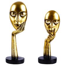 Welcome to gold skin care center. Golden Healifty Abstract Face Statues Sculpture Resin Modern Sculpture Figure Figurines Desktop Decorations For Home Office Home Kitchen Statues