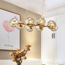 Dining Room Restaurnat Post Modern Decorative Led Linear Pendant Light Gold Finish 8 12 Light Clear Glass Ball Led Chandeliers 37 40 54 33 Length Takeluckhome Com