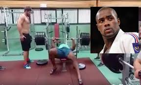 A little too much, even: Judo World Champ Teddy Riner Bench Presses 230kgs Wearing Flip Flops Watch Bjj