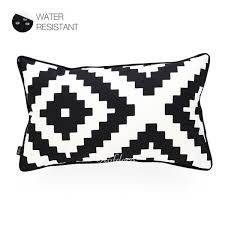 Black And White Lumbar Pillow Cover Black And White Outdoor Lumbar Pillow Cover Ikat Diamond 12 X20 Lumbar Pillow Cover Indoor Outdoor Seating Geometric Pillow Covers