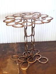 Mecox Gardens Vintage Horseshoe Side Table Made Detail Horseshoe Horse Horseshoe Crafts Horseshoe Projects Metal Art Welded