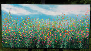 Spring Fling Abstract Field Of Wild Flowers W Cloudy Sky Etsy Abstract Wild Flowers Spring Wildflowers Flower placement print for kids apparel. spring fling abstract field of wild