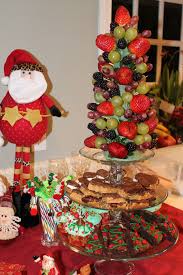 Christmas Dessert Table Decorations The Fruit Tree Was Not Easy To Make And I Would Have Had To Add A Lot More Fruit To Conceal All Of The Green Styrofoam Stol