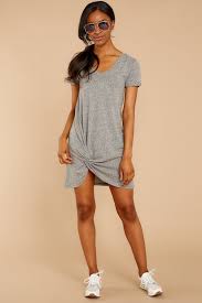 Z Supply Grey Triblend Dress Knotted T Shirt Dress Dress 48 00 Red Dress Side Knotted Dress Knot Dress Comfy Dresses