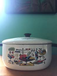Vintage 1950s Enamelware Casserole Pan With Lid In The Style Etsy Enamelware Vintage 1950s Georges Briard