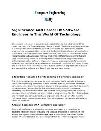 Engineering director or principal engineer tech exp: Significance And Career Of Software Engineer In The World Of Technology By Computerengineersalary Issuu