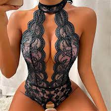 Amazon.com: Ombhsd Lingerie for Women Lace Open Bra Crotchless Sleepwear  Underwear Plus Size Transparent Bra Bodysuit Clothes (Color : Black, Size :  X-Large) : Clothing, Shoes & Jewelry