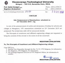 All Vtu Exams Postponed On 21st December Due To Protests