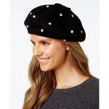 Kate Spade New York Imitiation Pearl Beret 48 Liked On Polyvore Featuring Accessories Hats Black Kate Spade Bow Hat Be Kate Spade Women Hats For Sale