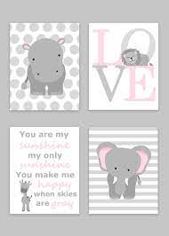 Zoo Nursery Decor Elephant Nursery Zoo Baby Room Hippo Nursery Love You Are My Sunshine Jungle Decor Lion Giraffe Baby Girl Or Boy Zoo Nursery Decor Elephant Nursery Elephant Nursery Decor