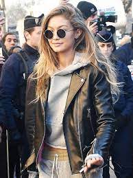 My Style Gigi Hadid Black Leather Jacket Narrativestyleoutfits Lana Jackson Dc Stylist Shop The Look Black How To Style Sweatpants Fashion Gigi Hadid Style