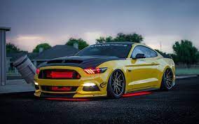 Download Wallpapers Ford Mustang Gt Tuning Apollo Edition Supercars Yellow Mustang American Cars Ford Besthqwallpapers Com Mustang Wallpaper Yellow Mustang Mustang Logo