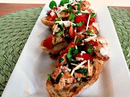 Chicken Bruschetta Crostini Serves 12 Recipe Appetizers With Olive Oil Garlic Cloves Tomatoes Balsamic Vineg Bruschetta Chicken Crostini Recipes Bruschetta