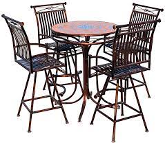 Unlike a breakfast table, which usually seats four or more in the kitchen, a kitchen bistro set is very petite and is only meant to hold two or three. Metal And Tile Top Bistro Table Patio Set With Four Swivel Bar Stools 36 Diameter