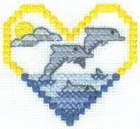 The design uses whole cross stitches only and is of an easy skill level. Free Cross Stitch Dolphins Chart