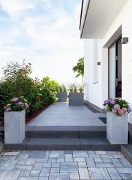 Pflanzkubel Blumenkubel Fiberglas Block Saule Beton Design Grau Betonblock Garten Hortensien Eingang