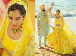 Indian kids wedding dresses in the urls. Trend Alert This Bride Wore A Gorgeous Yellow Lehenga For Her Beach Wedding Times Of India