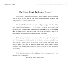 Mid Term Break By Seamus Heaney Gcse English Marked By Teachers Com