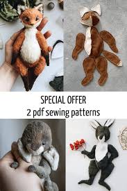 2 Pdf Stuffed Animal Patterns Fox Toy Rabbit Toys Stuffed Etsy In 2020 Teddy Bear Sewing Pattern Stuffed Animal Patterns Fox Sewing Pattern