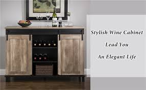 Check spelling or type a new query. Amazon Com Glitzhome Wood Rustic Wine Cabinet 3 Sections Bar Cabinet With Wine Storage 47 2 L Sideboard Table With Sliding Doors Wood Sideboard With Wine Display For Kitchen Dining Room Kitchen Dining