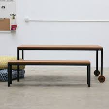 Irregular Spotted Gum Timber Slats Give The Linear Range An Individual Swagger And Tables Have The Option For Outdoor Bench Seating Diy Dining Table Furniture