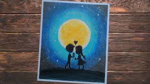 Lukisan, warna, seni, tekstil, dekorasi. Girl And Boy Dimalam Hari Love Story Tehnik Lukisan Dengan Crayon Oi Lukisan Buku Mewarnai Seni Lukis