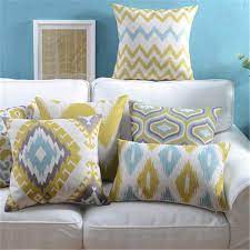 Usually u dont need to wash your pillows. Vintage Yellow Blue Ikat Geometric Cushion Cover Home Decorative Cotton Linen Printed Car Throw Pillow Cases Bedroom Pillows Wish
