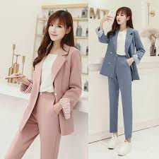 Cod kaito 2012 sepatu sneakers korea wanita fashion import. Korean Fashion Simple Pure Colour Slim Blazer Suits Casual Set Wear Outfits Shopee Malaysia