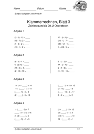 300 klassenarbeiten und übunsgblättter zu mathematik 1. Rechnen Mit Klammern Ubungsblatter Fur Grundschule Klasse 5 6