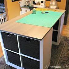 Diy Counter Height Craft Table With Storage Craft Room Tables Craft Tables With Storage Craft Table Diy