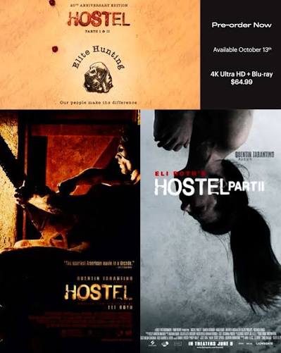 Scream Factory will be releasing Eli Roth's Hostel (2005) and Hostel Part II  (2007) on 4K in October! A placeholder page has just gone live at GRUV.  Announcement should be this upcoming