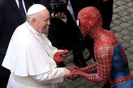 Pope francis hears grumbling about fr. Spider Man Swings Into The Vatican To Meet Pope Francis Cnet