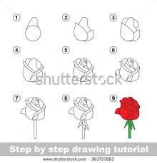 Step By Step Drawing Tutorial Vector Kid Game How To Draw A Rose Flower Drawing Tutorials Flower Drawing Drawing Tutorial