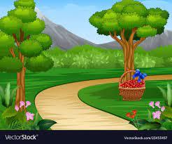 Many people are willing to. Cartoon Of Beautiful Garden Background With Dirt Road Download A Free Preview Or High Quality Adobe Cartoon Garden Scenery Drawing For Kids Cartoon Background