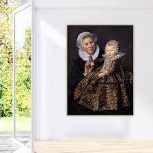 Amazon.co.jp: Frans Hals 「彼女のナースとカタリーナ・フーフト」 キャンバス油絵 アートワーク 壁の装飾 ホームデコレーション  キャンバスプリント 60x90cm フレームレス : Home & Kitchen