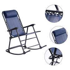 goplus folding rocking chair w headrest outdoor portable zero gravity chair for camping fishing beach b rocking chair blue rocking chair rocking chair cushions