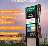 Outdoor Stainless Steel Metal Led Custom Double Side Advertising Business  Display Board Pylon Signage