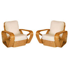 Restored Paul Frankl Inspired Square Pretzel Rattan Armchairs Rattan Armchair Rattan Chair Rattan Lounge Chair