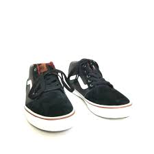 Black And Gold Vans Shoes Vans Mens Size 9 5 Black Brown Accent Model 721356 Ankle Red Plaid Insides Unuse Vans Skateshoes Black And Gold Sneakers Mid Top Shoes Black And Brown