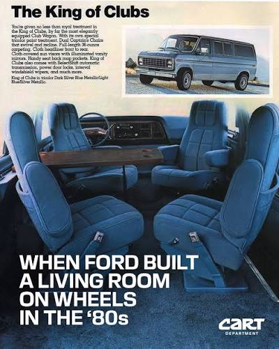 The 1981 Ford Club Wagon. In the early 80s, Ford reimagined the van as a  space to gather - not just to get from A to B. The Club Wagon wasn't just