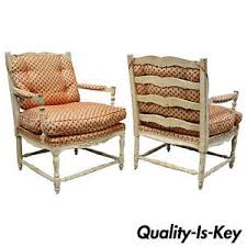 Pair French Country Cream Distress Painted Lounge Chair Ladder Back Armchairs Ebay Country Armchair Chair Modern Walnut Dining Chair