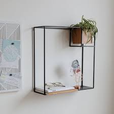 Tablette murale noire en métal 45 cm idéale pour cuisine,salon, salle de bain. Umbra Cubist Etagere Murale Connox