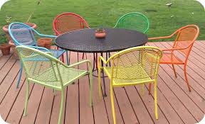 Amazing Cast Metal Patio Furniture Of Vintage Aluminum Garden Chairs On Multi Color Paint Finis Painting Patio Furniture Painted Patio Patio Furniture Makeover